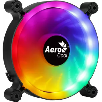 AEROCOOL 120 mm PC-Gehäuselüfter SPECTRO12 RGB, 12 V, 1000 U/min, 3,6 W, Molex, Antivibration, Gleitlager, Schwarz