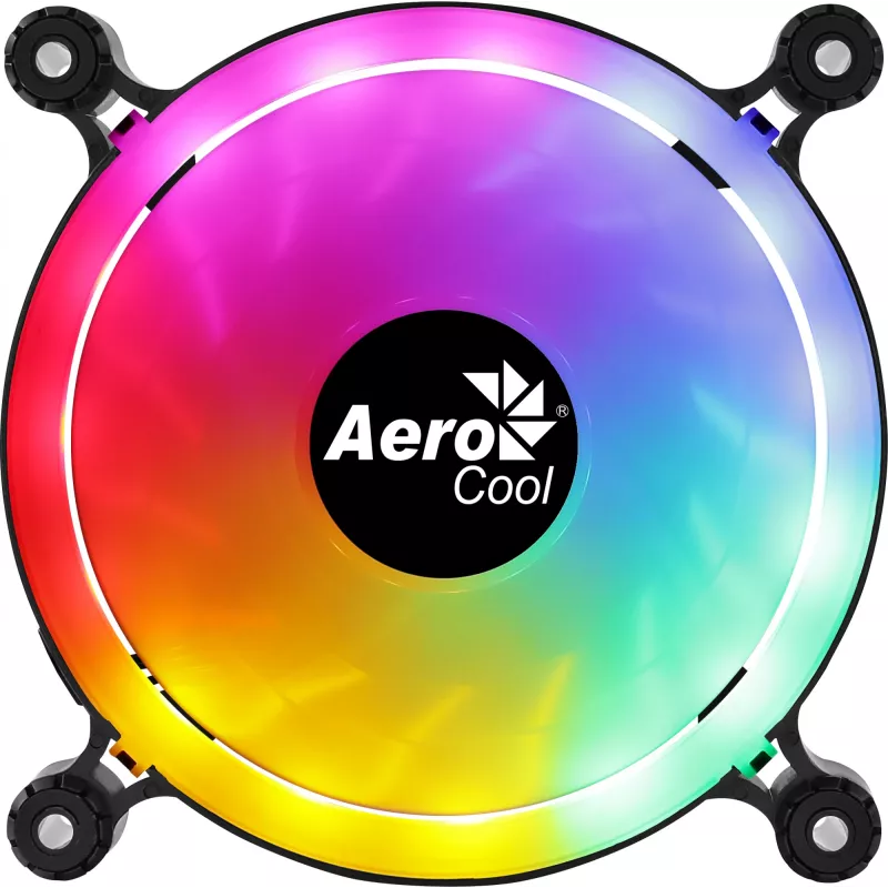 AEROCOOL 120 mm PC-Gehäuselüfter SPECTRO12 RGB, 12 V, 1000 U/min, 3,6 W, Molex, Antivibration, Gleitlager, Schwarz