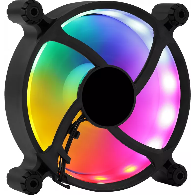 AEROCOOL 120 mm PC-Gehäuselüfter SPECTRO12 RGB, 12 V, 1000 U/min, 3,6 W, Molex, Antivibration, Gleitlager, Schwarz