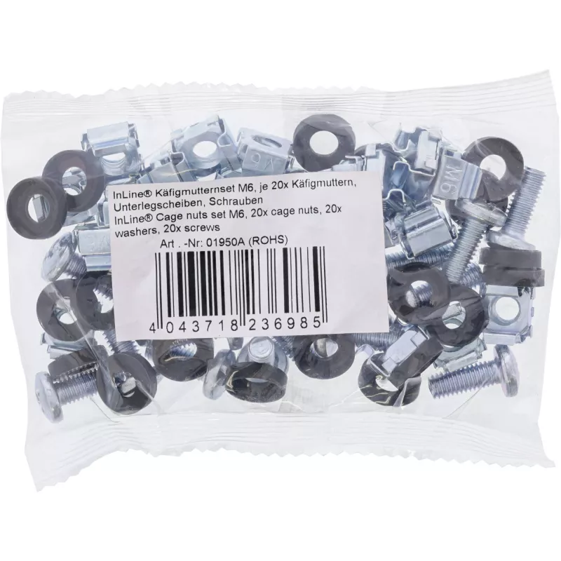InLine Käfigmuttern-Set M6 20 Käfigmuttern + 20 Unterlegscheiben + 20 Schrauben