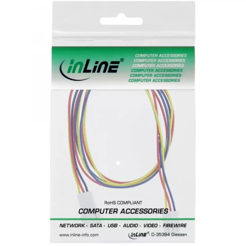 InLine Lüfterkabelverlängerung 3-Pin Molex Stecker/Buchse Länge 0,60 m