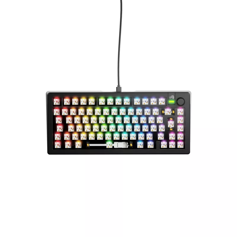 Glorious Gaming GMMK 3 75% Barebones Kabelgebunden Schwarz – ISO, 75%, Kabelgebunden, USB, RGB-LED, Schwarz