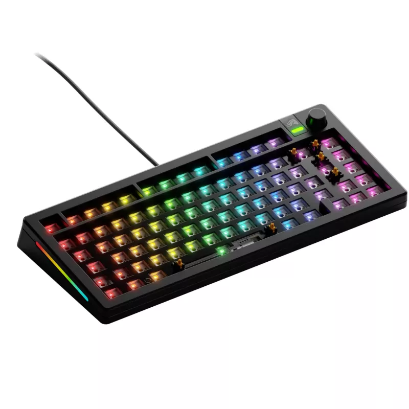 Glorious Gaming GMMK 3 75% Barebones Kabelgebunden Schwarz – ISO, 75%, Kabelgebunden, USB, RGB-LED, Schwarz