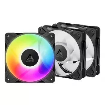 120 mm PWM A‑RGB Gehäuselüfter 3er-Pack, Arctic Freezer P12 Pro A‑RGB — 131 m³/h, Gleitlager, Schwarz/Weiß-Optionen