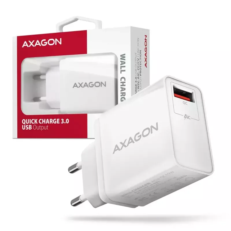 Axagon ACU-QC19W Wandladegerät 1x QC3.0/AFC/FCP/SMART 19W weiß