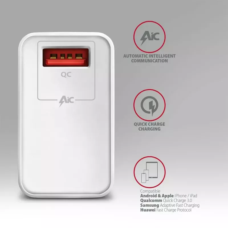 Axagon ACU-QC19W Wandladegerät 1x QC3.0/AFC/FCP/SMART 19W weiß