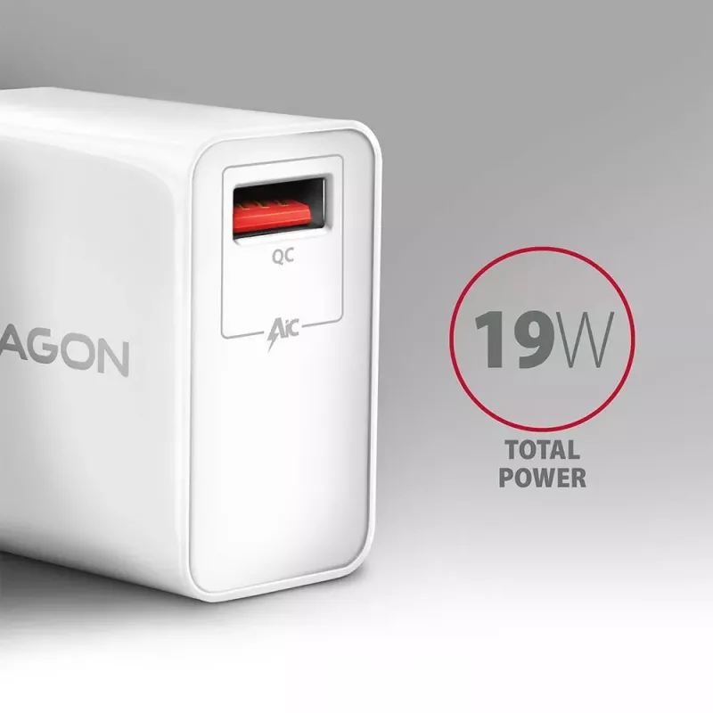Axagon ACU-QC19W Wandladegerät 1x QC3.0/AFC/FCP/SMART 19W weiß
