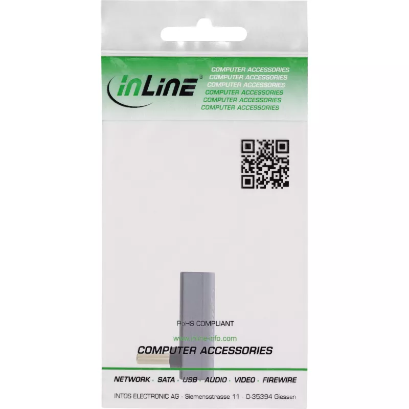 InLine USB4 Adapter, USB-C Stecker/Buchse gewinkelt hoch/runter, Aluminium, grau