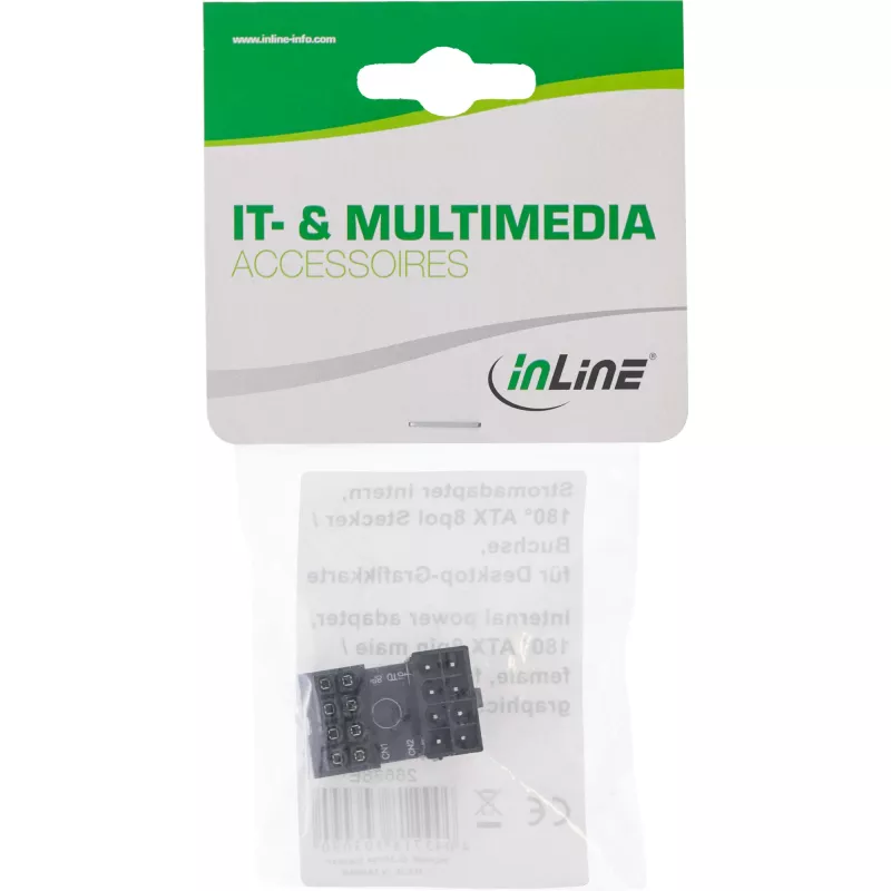 InLine Interner Stromadapter 180° ATX 8-Pin Stecker Buchse Schwarz 26638E