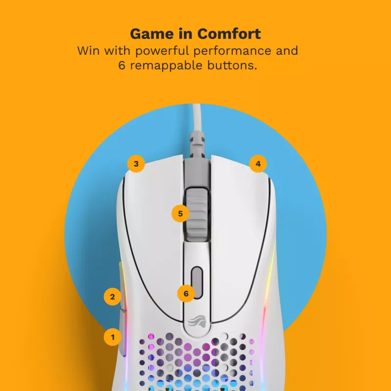 Glorious Gaming Glorious Model D 2 Wired - Mattweiß, Rechtshänder, Optisch, USB Typ-A, 26000 DPI, Weiß
