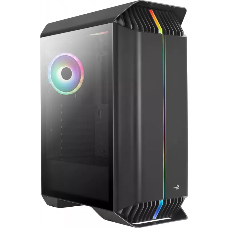 Aerocool GLADIATOR DUO ATX Gaming-Gehäuse 3x ARGB 12cm Lüfter, Midi Tower, PC, Schwarz, ATX, micro ATX, Mini-ITX, ABS, SPCC, Gaming