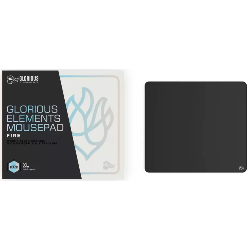 Glorious Gaming Glorious Element Mauspad - Fire, Schwarz, Monochrom, Stoff, Gummi, Rutschfeste Unterseite, Gaming-Mauspad