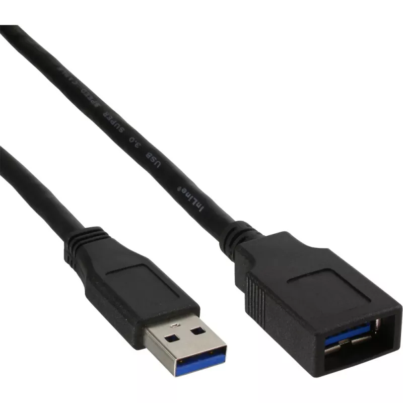 InLine USB 3.2 Gen.1 Kabel Typ A Stecker / Typ A Buchse, schwarz, 1m