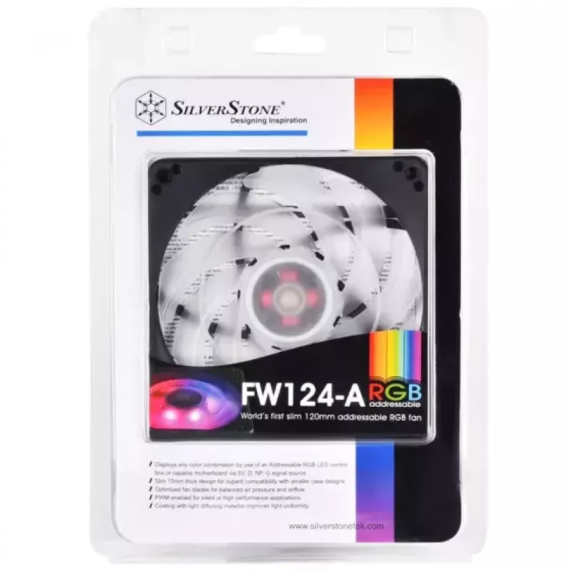 Luftkühler Silverstone FW124 für Computergehäuse, Schwarz, Weiß