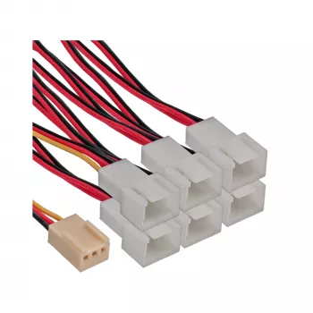 InLine-Lüfter-Adapterkabel Y-Kabel 3pol Molex Buchse / 6x 3pol Molex Stecker