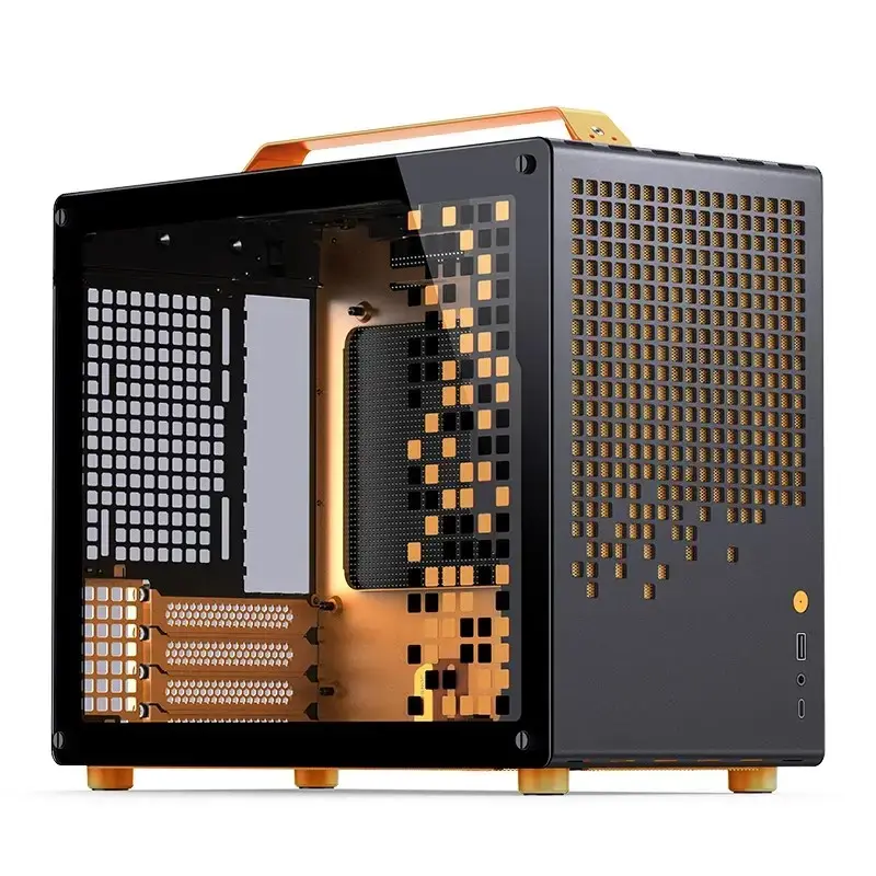 Computer-Gehäuse JONSPLUS MATX Handle Case Z20 – Schwarz-Orange