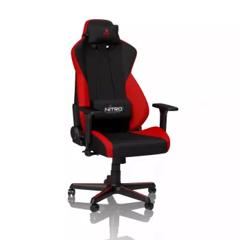 Gaming-Stuhl Nitro Concepts S300 mit Stoffbezug, höhenverstellbar 128–140 cm, Rückenlehnenbreite 56 cm, Stoffbezug (Schwarz/Rot)