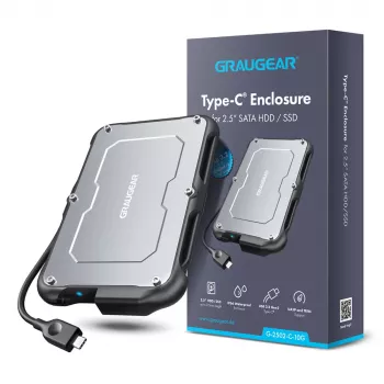 HDD/SSD-Gehäuse GRAUGEAR G-2502-C-10G 2,5 Zoll Schwarz Stahl 6 TB