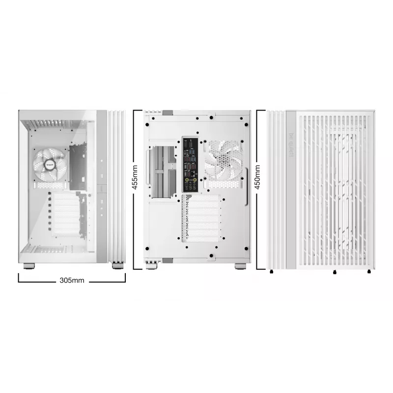 PC-Gehäuse be quiet! LIGHT BASE 600 LX Weiß Midi Tower — ATX, Seitenfenster, ARGB-Front, USB-C, unterstützt 360-mm-Radiator