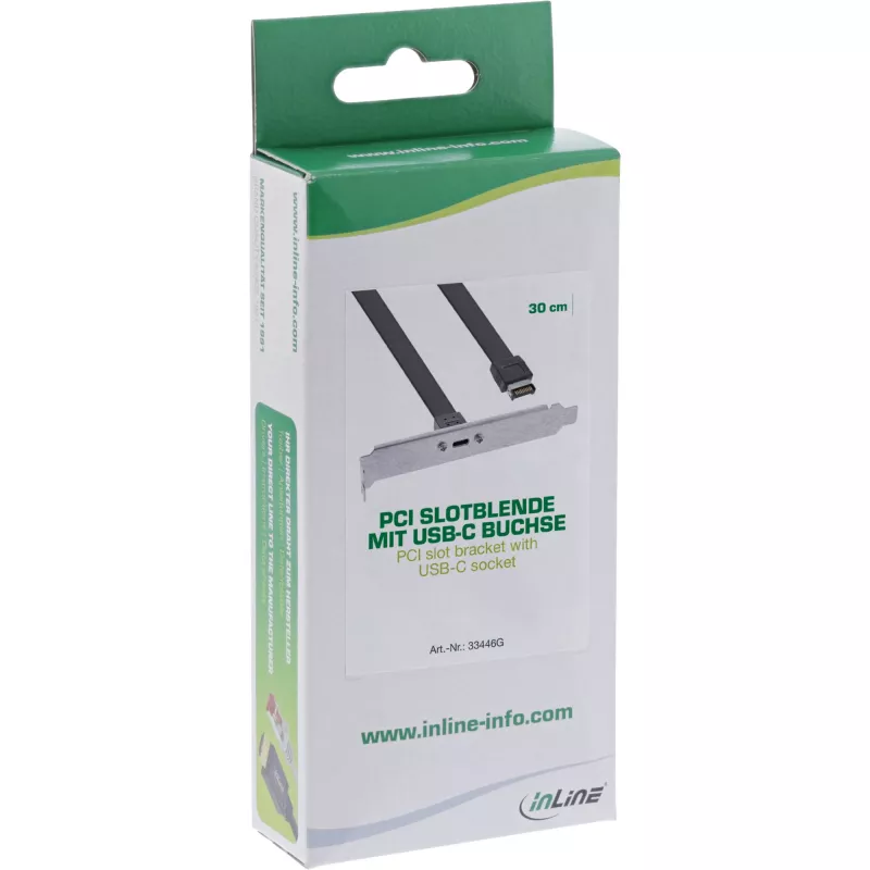 InLine PCI-Slotblende, USB-C auf USB 3.2 Frontpanel Key-A intern, 0,3 m