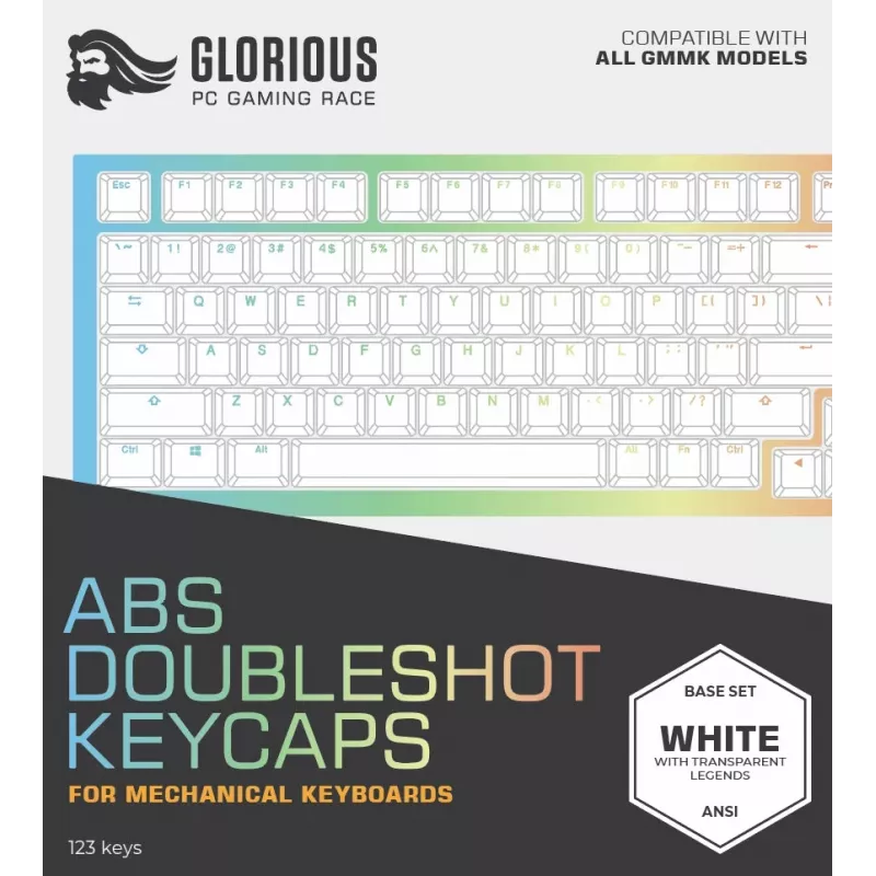 Glorious GMMK ABS Doubleshot V2 USA Base Kit Tastenkappen, weiß