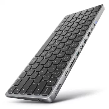 Axagon HMC-KB-US, USB 5Gbps Hub mit Tastatur, HDMI 4K/60Hz, 3x USB-A, SD/mSD, Audio, PD 100, US-Layout