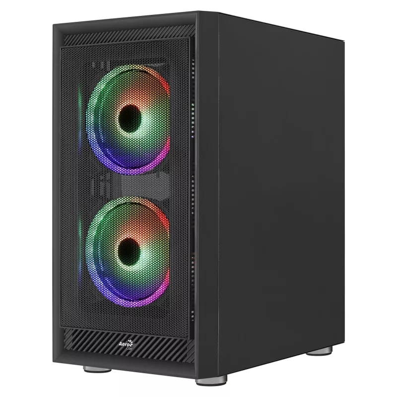 AeroCool Graphite v3 (Graphite-G-BK-v3) ACCM-PB24133.11 Midi-Tower-Gehäuse, ATX/MicroATX/Mini-ITX, Seitenteil aus gehärtetem Glas, ohne Netzteil, schwarz
