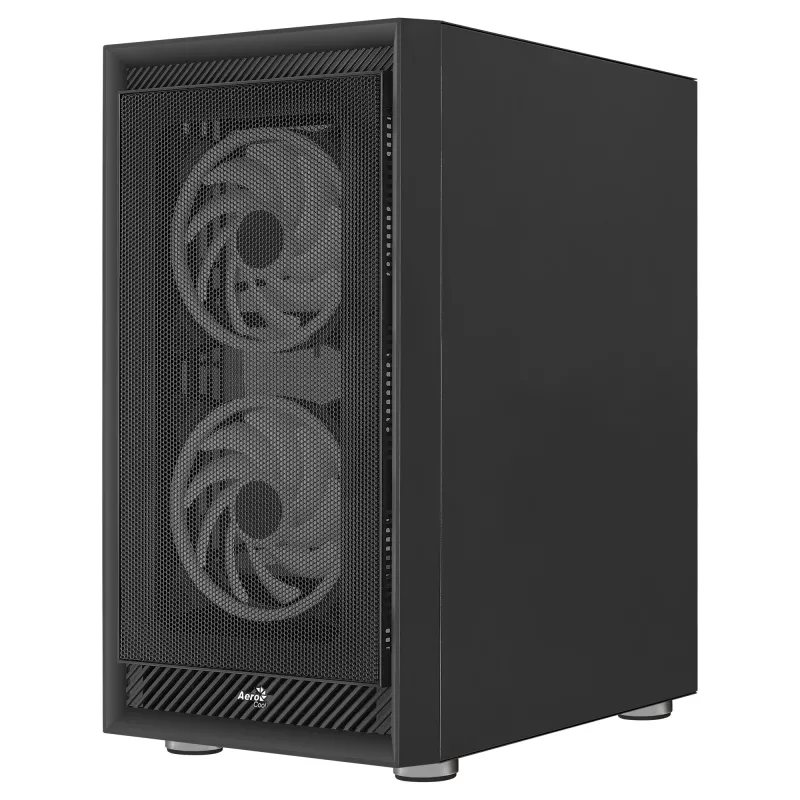 AeroCool Graphite v3 (Graphite-G-BK-v3) ACCM-PB24133.11 Midi-Tower-Gehäuse, ATX/MicroATX/Mini-ITX, Seitenteil aus gehärtetem Glas, ohne Netzteil, schwarz