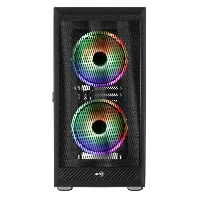 AeroCool Graphite v3 (Graphite-G-BK-v3) ACCM-PB24133.11 Midi-Tower-Gehäuse, ATX/MicroATX/Mini-ITX, Seitenteil aus gehärtetem Glas, ohne Netzteil, schwarz