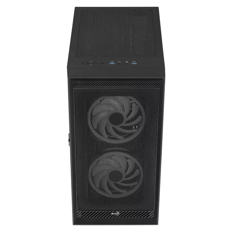 AeroCool Graphite v3 (Graphite-G-BK-v3) ACCM-PB24133.11 Midi-Tower-Gehäuse, ATX/MicroATX/Mini-ITX, Seitenteil aus gehärtetem Glas, ohne Netzteil, schwarz