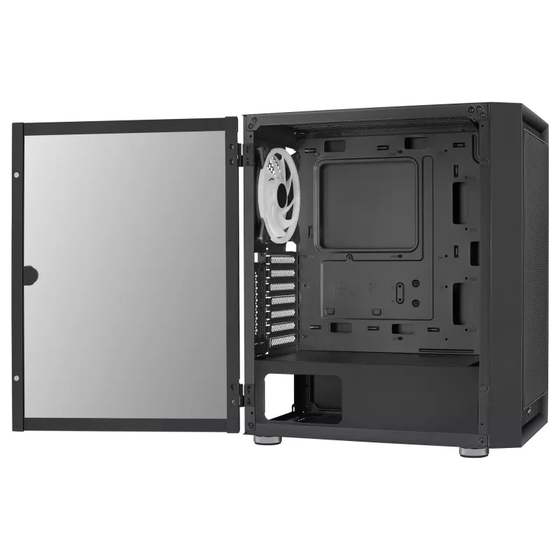 AeroCool Graphite v3 (Graphite-G-BK-v3) ACCM-PB24133.11 Midi-Tower-Gehäuse, ATX/MicroATX/Mini-ITX, Seitenteil aus gehärtetem Glas, ohne Netzteil, schwarz