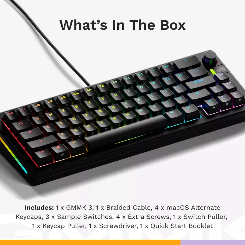 Mechanische Gaming-Tastatur GLORIOUS GMMK 3 65% Kabelgebunden USB, QWERTY US, RGB, Schwarz