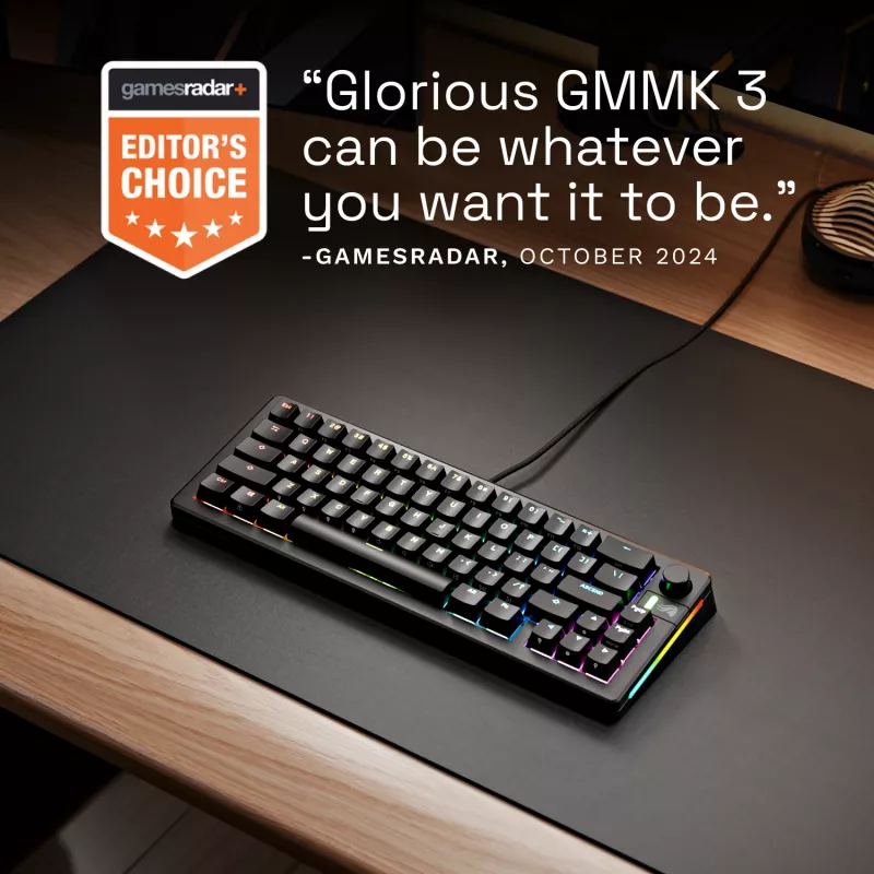 Mechanische Gaming-Tastatur GLORIOUS GMMK 3 65% Kabelgebunden USB, QWERTY US, RGB, Schwarz