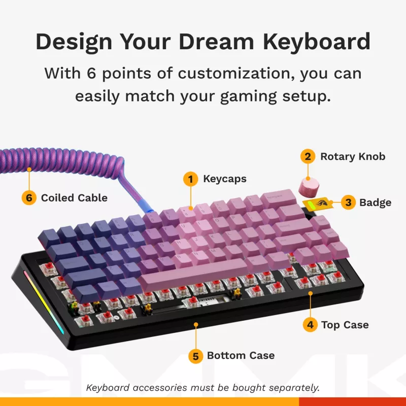 Mechanische Gaming-Tastatur GLORIOUS GMMK 3 65% Kabelgebunden USB, QWERTY US, RGB, Schwarz