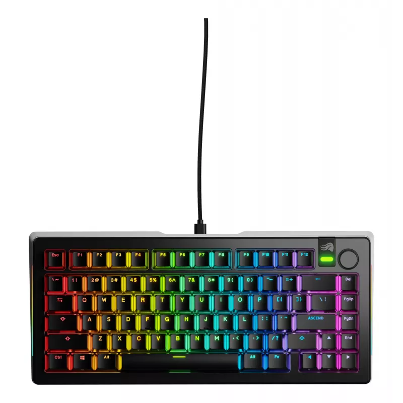 Glorious Gaming GMMK 3 PRO 75% Prebuilt Wired Schwarz - US, Kabelgebunden, USB, Mechanisch, QWERTY, RGB LED, Schwarz