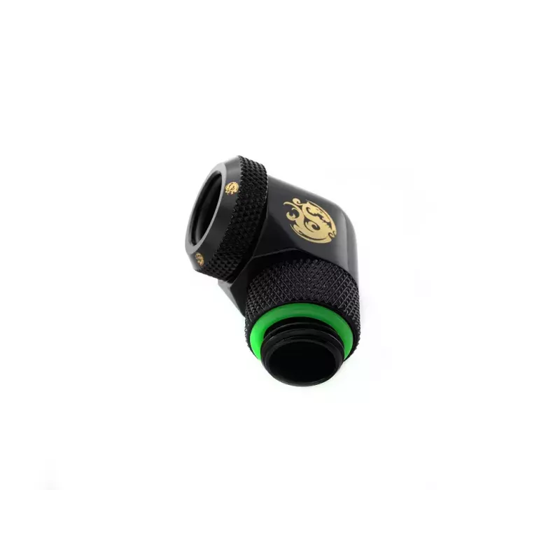 CPU/GPU-Flüssigkeitskühlungsanschluss BitsPower BP-MBE90RML Messing 90° drehbarer Adapter 1/4 Zoll Gewinde schwarz