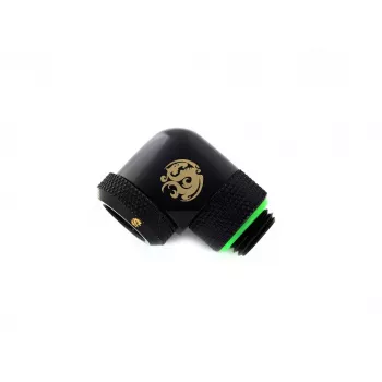 CPU/GPU-Flüssigkeitskühlungsanschluss BitsPower BP-MBE90RML Messing 90° drehbarer Adapter 1/4 Zoll Gewinde schwarz