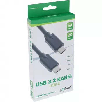USB 3.2 Gen.2x2 Kabel InLine 35706A 0,5 m USB-C Stecker/Stecker schwarz