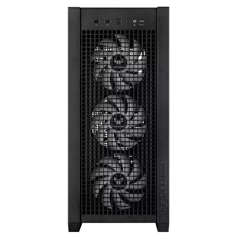 PC-Gehäuse ASUS TUF Gaming GT302 ARGB Midi Tower Schwarz — Hartglas, 3x140mm Front + 1x140mm Rückseite, USB-C