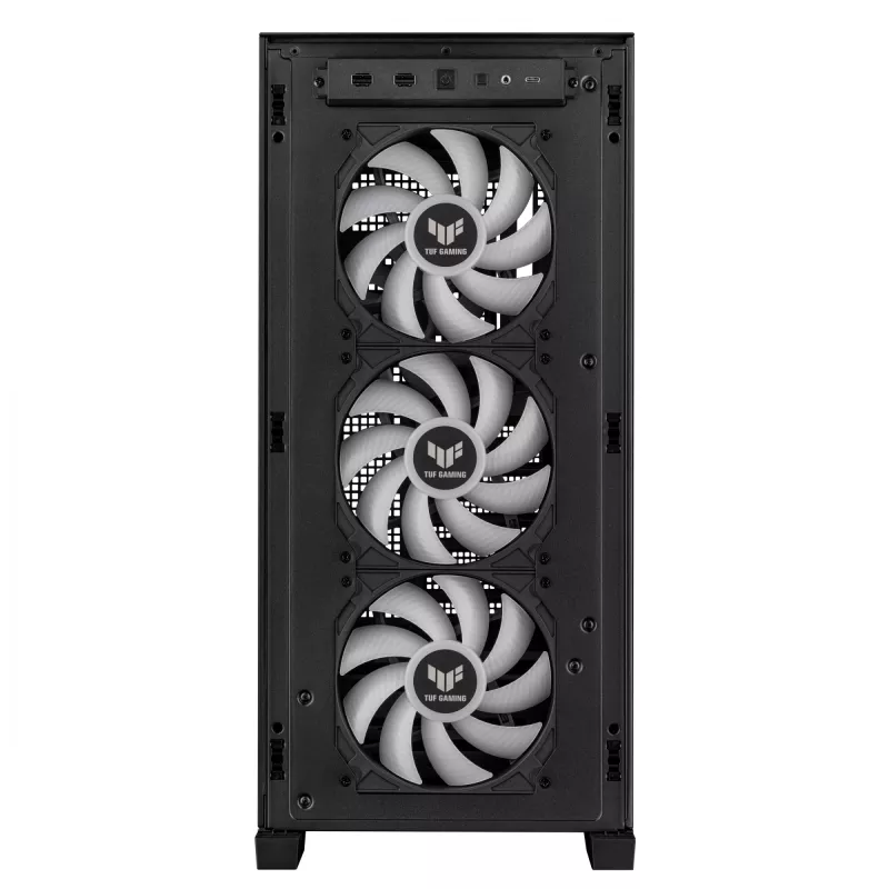PC-Gehäuse ASUS TUF Gaming GT302 ARGB Midi Tower Schwarz — Hartglas, 3x140mm Front + 1x140mm Rückseite, USB-C