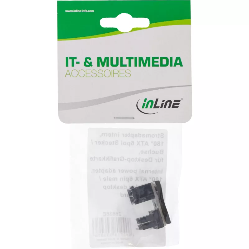 InLine Power-Adapter intern 180° ATX 6-Pin Stecker Buchse Schwarz 26636E