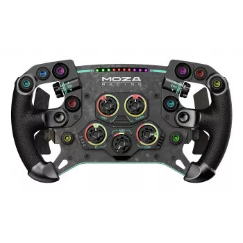 Moza Racing GS V2P Lenkrad, Lenkrad, Kabelgebunden & Kabellos, Schwarz, Kohlenstofffaserverstärkter Kunststoff (CFK), Kohlefaser, Leder, Mikrofaser, Schnellverschluss, Batterie
