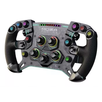 Moza Racing GS V2P Lenkrad, Lenkrad, Kabelgebunden & Kabellos, Schwarz, Kohlenstofffaserverstärkter Kunststoff (CFK), Kohlefaser, Leder, Mikrofaser, Schnellverschluss, Batterie