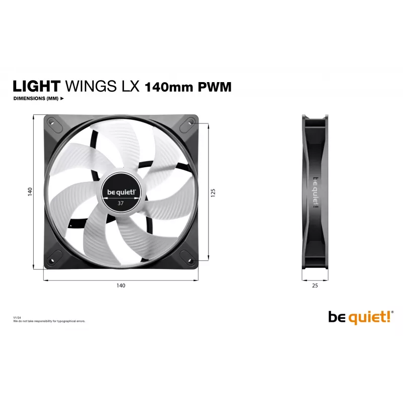 be quiet! LIGHT WINGS LX 140mm PWM Gehäuselüfter 14 cm Schwarz 1 Stk.