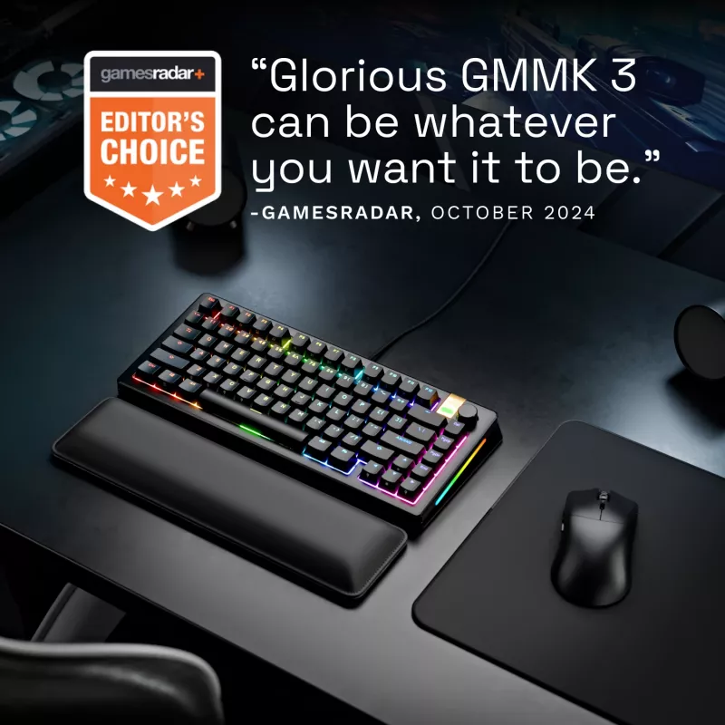 Mechanische Gaming-Tastatur GLORIOUS GMMK 3 PRO HE 75%, Kabelgebunden, USB, QWERTY, RGB, Schwarz