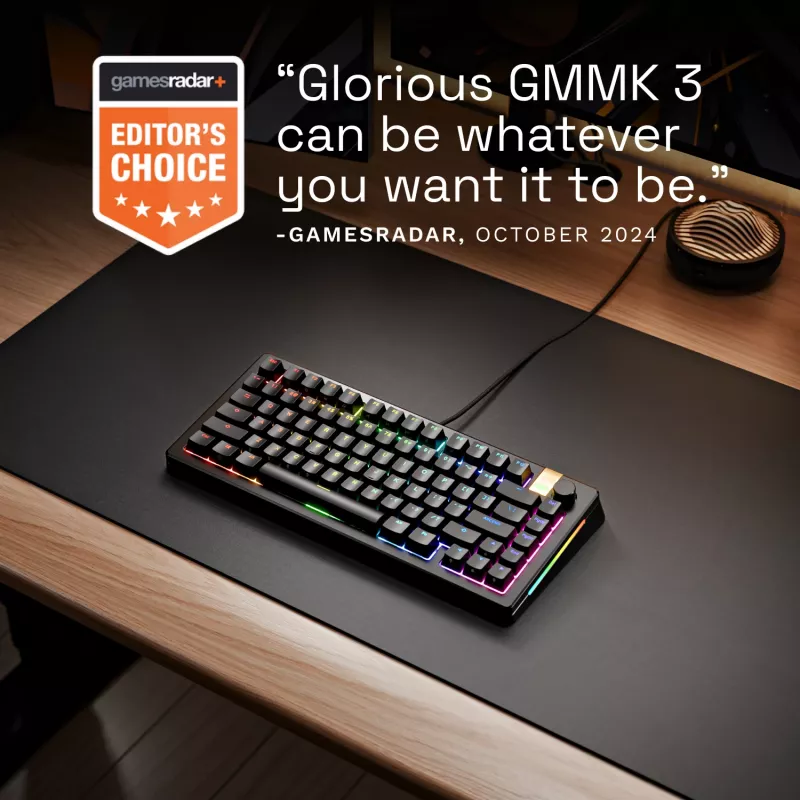 Mechanische Gaming-Tastatur GLORIOUS GMMK 3 PRO HE 75%, Kabelgebunden, USB, QWERTY, RGB, Schwarz