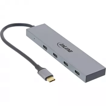 InLine USB 3.2 Gen.2 Hub (10 Gb/s), 4 Port USB-C, OTG, Aluminiumgehäuse