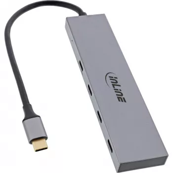 InLine USB 3.2 Gen.2 Hub (10 Gb/s), 4 Port USB-C, OTG, Aluminiumgehäuse