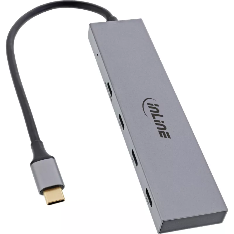 InLine USB 3.2 Gen.2 Hub (10 Gb/s), 4 Port USB-C, OTG, Aluminiumgehäuse