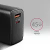 Ladegerät Axagon ACU-PQ45 QC 3.0 4.0 AFC FCP PPS PD 45W Schwarz
